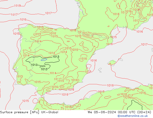 Surface pressure UK-Global We 05.06.2024 00 UTC