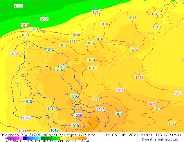 Thck 700-1000 hPa UK-Global Qui 06.06.2024 21 UTC