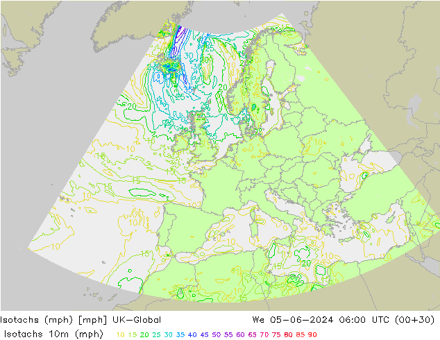 Isotaca (mph) UK-Global mié 05.06.2024 06 UTC