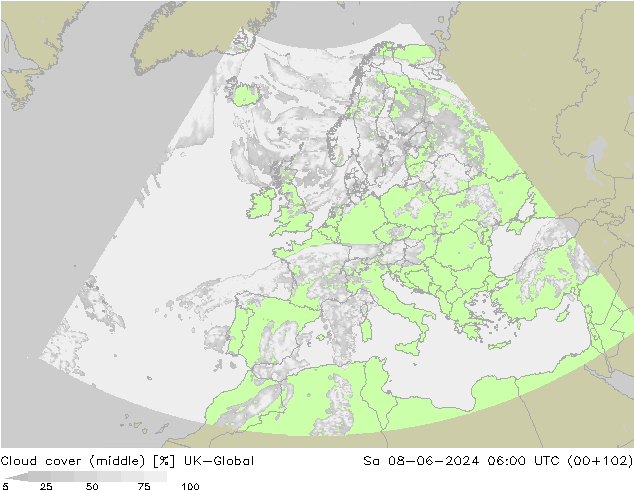 oblačnosti uprostřed UK-Global So 08.06.2024 06 UTC