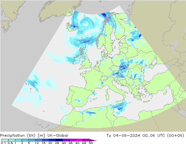 Precipitação (6h) UK-Global Ter 04.06.2024 06 UTC