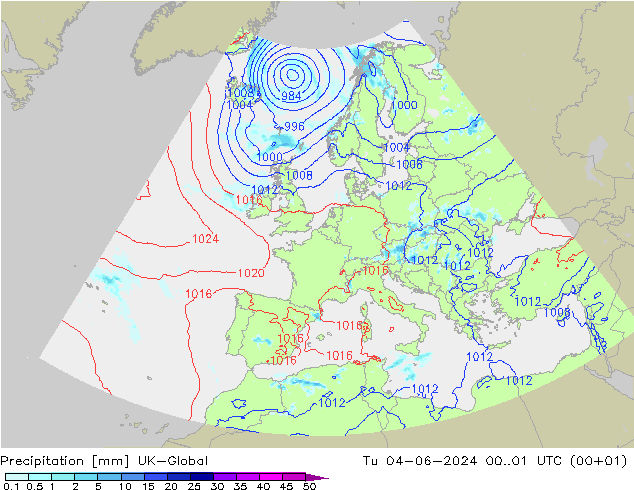 Precipitazione UK-Global mar 04.06.2024 01 UTC