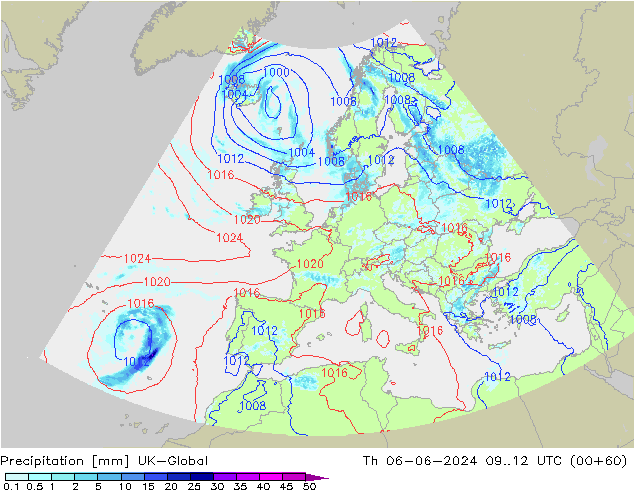 Srážky UK-Global Čt 06.06.2024 12 UTC