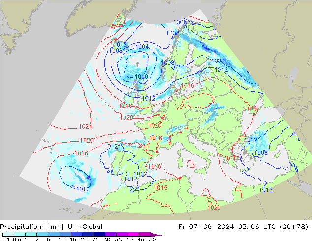 Niederschlag UK-Global Fr 07.06.2024 06 UTC