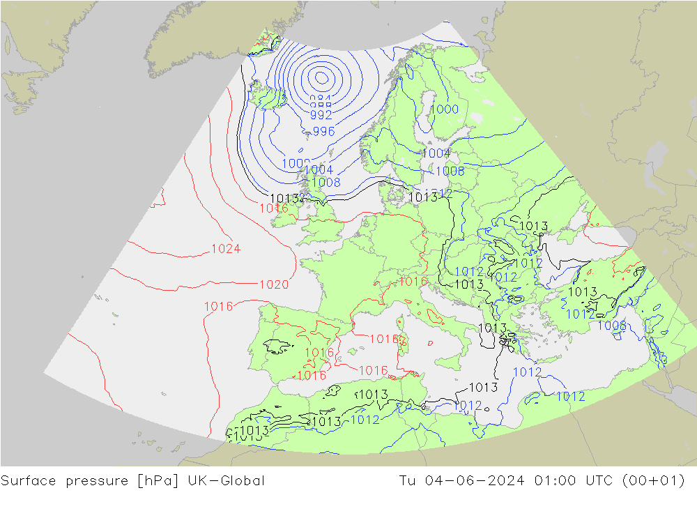 Luchtdruk (Grond) UK-Global di 04.06.2024 01 UTC