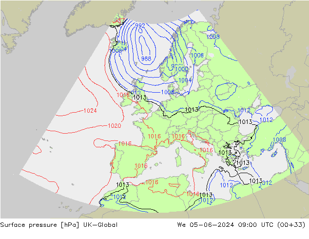 Luchtdruk (Grond) UK-Global wo 05.06.2024 09 UTC