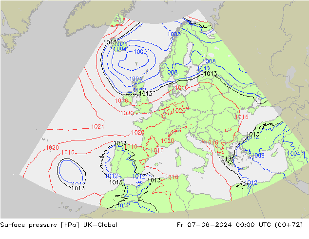 Luchtdruk (Grond) UK-Global vr 07.06.2024 00 UTC