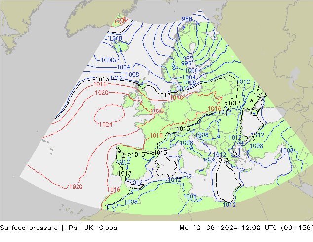 приземное давление UK-Global пн 10.06.2024 12 UTC