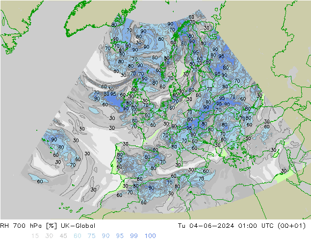 RH 700 hPa UK-Global Tu 04.06.2024 01 UTC