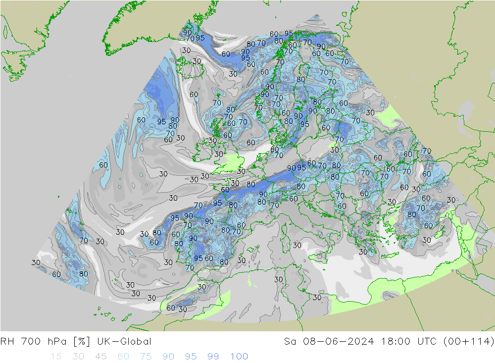 RH 700 hPa UK-Global Sa 08.06.2024 18 UTC