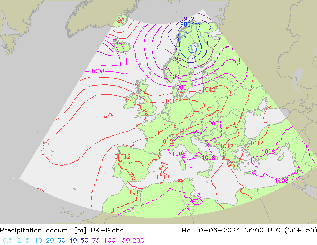 Toplam Yağış UK-Global Pzt 10.06.2024 06 UTC