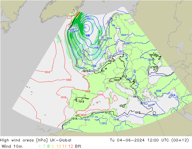 High wind areas UK-Global Út 04.06.2024 12 UTC