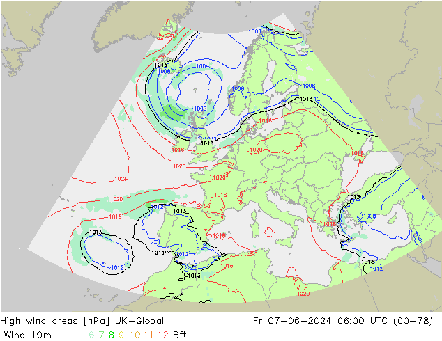 High wind areas UK-Global Fr 07.06.2024 06 UTC