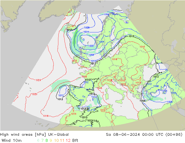 High wind areas UK-Global So 08.06.2024 00 UTC