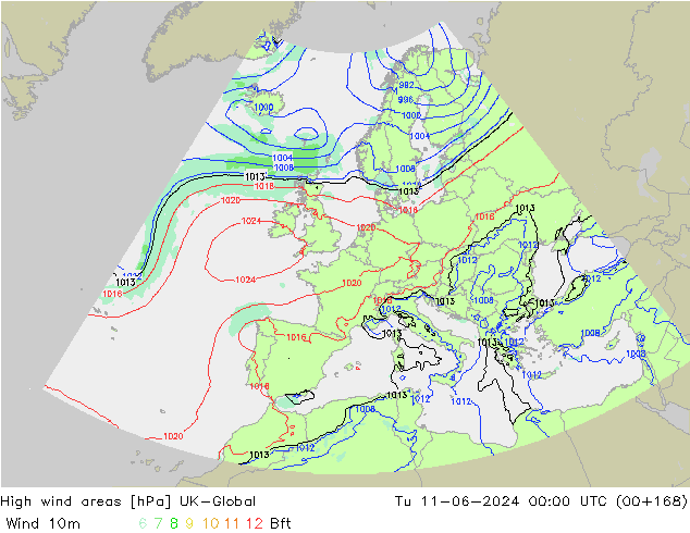 High wind areas UK-Global Tu 11.06.2024 00 UTC