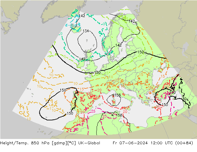 Height/Temp. 850 hPa UK-Global Sex 07.06.2024 12 UTC