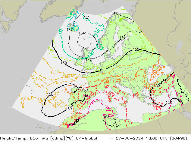 Height/Temp. 850 hPa UK-Global Sex 07.06.2024 18 UTC