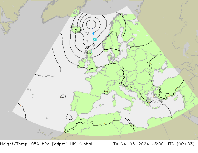 Height/Temp. 950 hPa UK-Global Di 04.06.2024 03 UTC