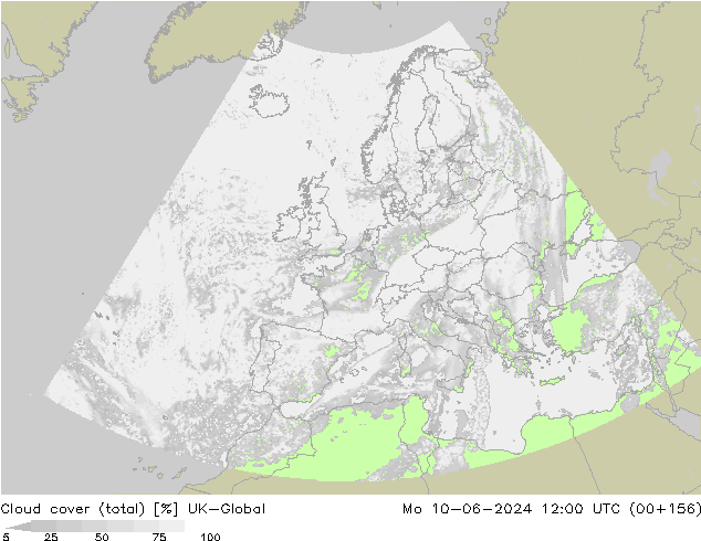 Cloud cover (total) UK-Global Mo 10.06.2024 12 UTC