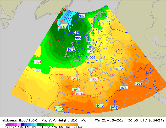 Thck 850-1000 hPa UK-Global  05.06.2024 00 UTC