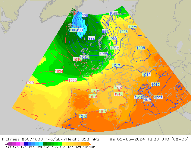 Thck 850-1000 hPa UK-Global Qua 05.06.2024 12 UTC