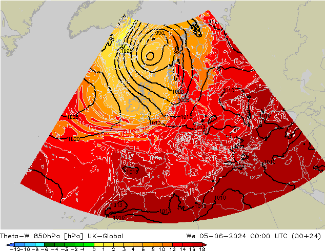 Theta-W 850hPa UK-Global mer 05.06.2024 00 UTC
