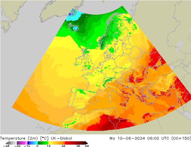 Temperatura (2m) UK-Global lun 10.06.2024 06 UTC