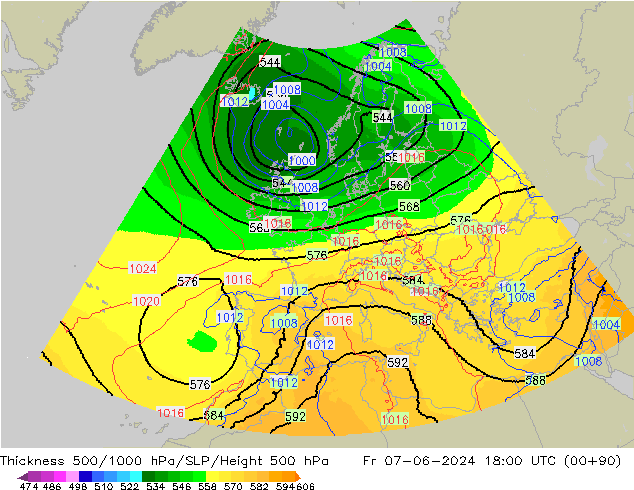 Thck 500-1000hPa UK-Global  07.06.2024 18 UTC