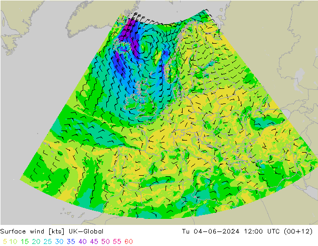 ветер 10 m UK-Global вт 04.06.2024 12 UTC
