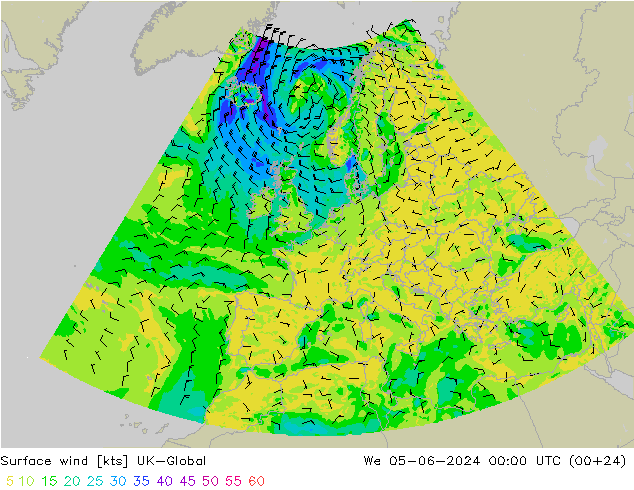 Bodenwind UK-Global Mi 05.06.2024 00 UTC