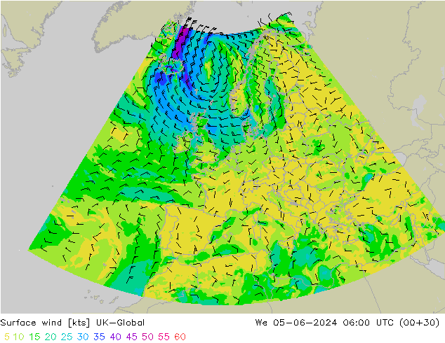 ветер 10 m UK-Global ср 05.06.2024 06 UTC