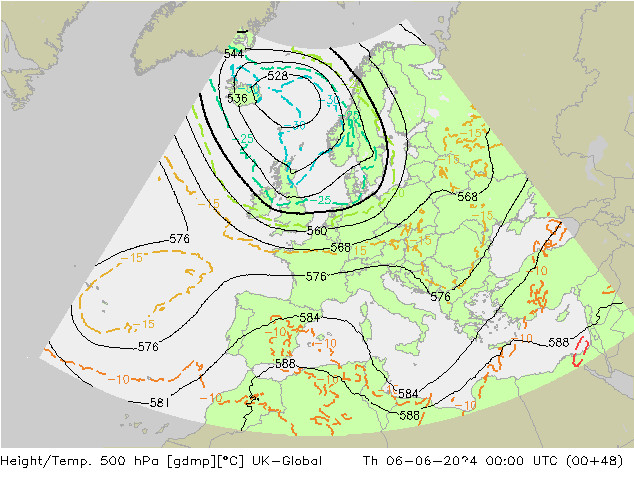 Hoogte/Temp. 500 hPa UK-Global do 06.06.2024 00 UTC