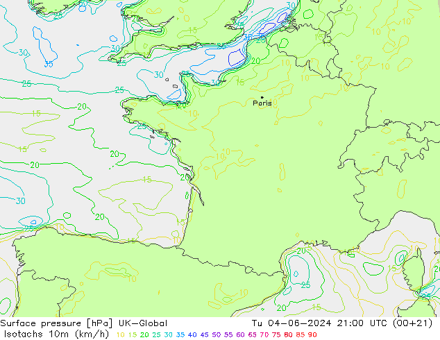 Isotachs (kph) UK-Global mar 04.06.2024 21 UTC