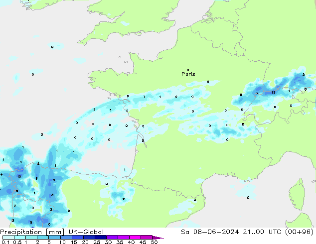 Neerslag UK-Global za 08.06.2024 00 UTC