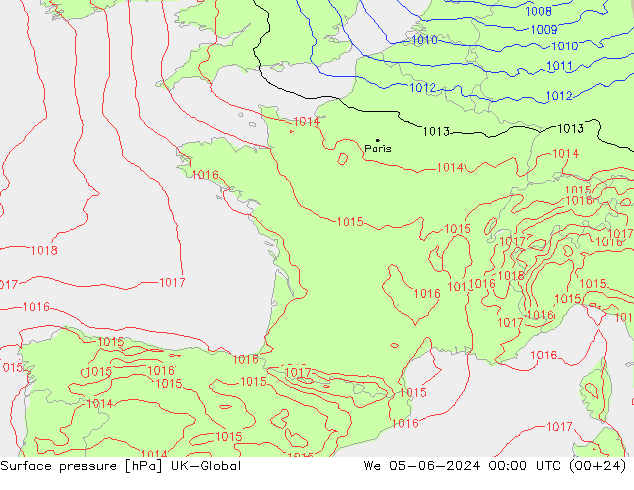 Surface pressure UK-Global We 05.06.2024 00 UTC