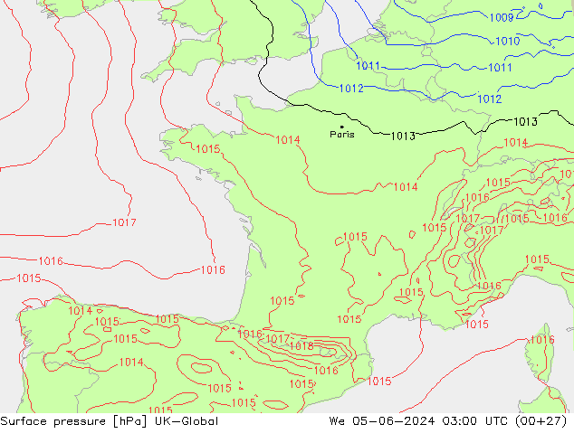 Yer basıncı UK-Global Çar 05.06.2024 03 UTC