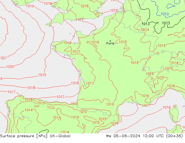 приземное давление UK-Global ср 05.06.2024 12 UTC