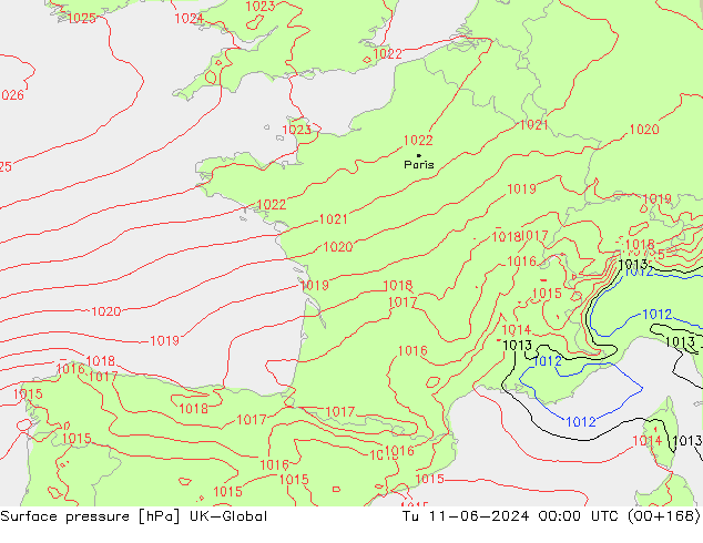 pressão do solo UK-Global Ter 11.06.2024 00 UTC