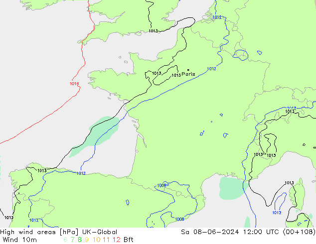 High wind areas UK-Global  08.06.2024 12 UTC