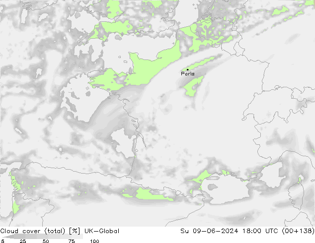 Nuages (total) UK-Global dim 09.06.2024 18 UTC