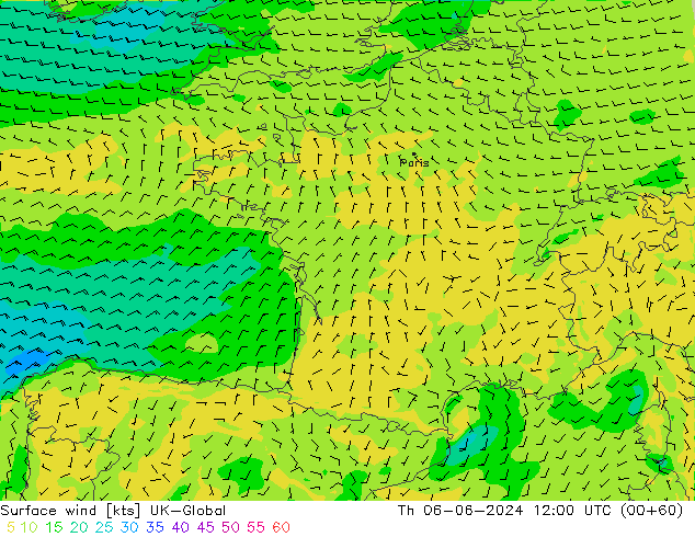 Rüzgar 10 m UK-Global Per 06.06.2024 12 UTC