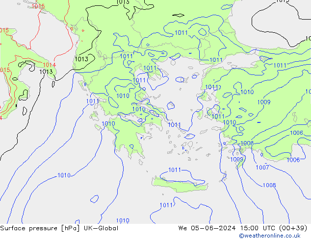 Atmosférický tlak UK-Global St 05.06.2024 15 UTC