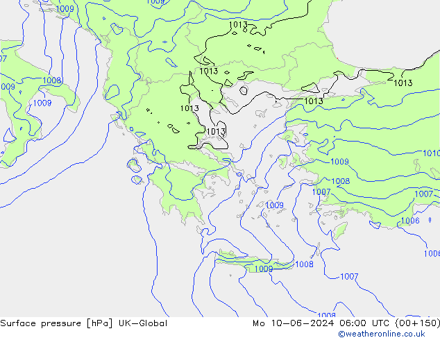 Surface pressure UK-Global Mo 10.06.2024 06 UTC