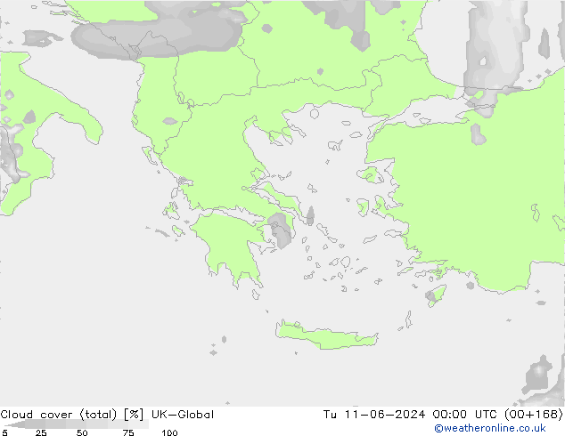 Nubes (total) UK-Global mar 11.06.2024 00 UTC