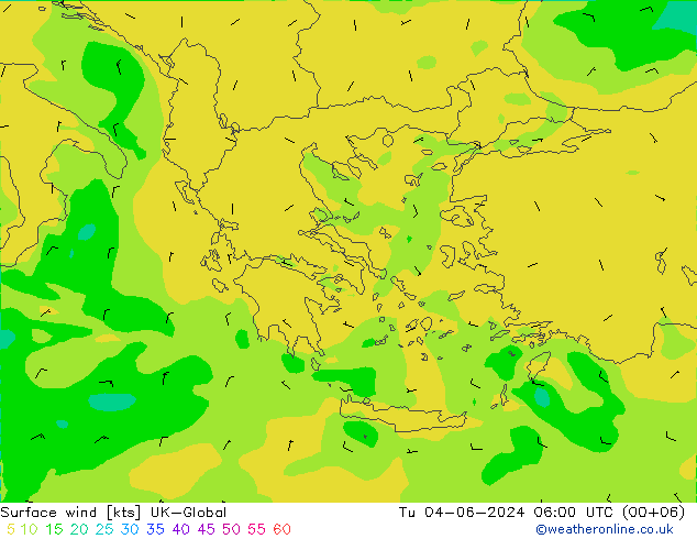 ветер 10 m UK-Global вт 04.06.2024 06 UTC