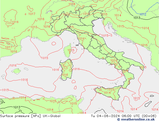 Pressione al suolo UK-Global mar 04.06.2024 06 UTC