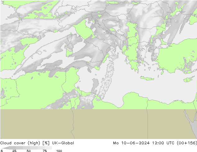 Cloud cover (high) UK-Global Mo 10.06.2024 12 UTC