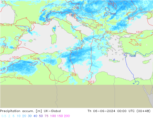 Precipitation accum. UK-Global Qui 06.06.2024 00 UTC