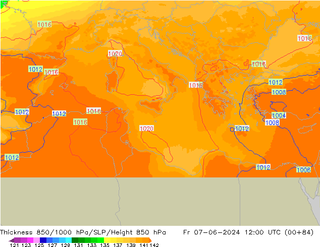 Thck 850-1000 гПа UK-Global пт 07.06.2024 12 UTC