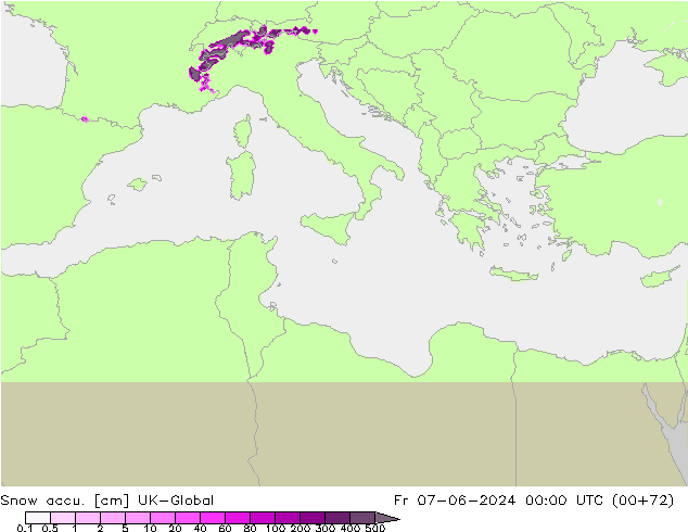 Snow accu. UK-Global Fr 07.06.2024 00 UTC